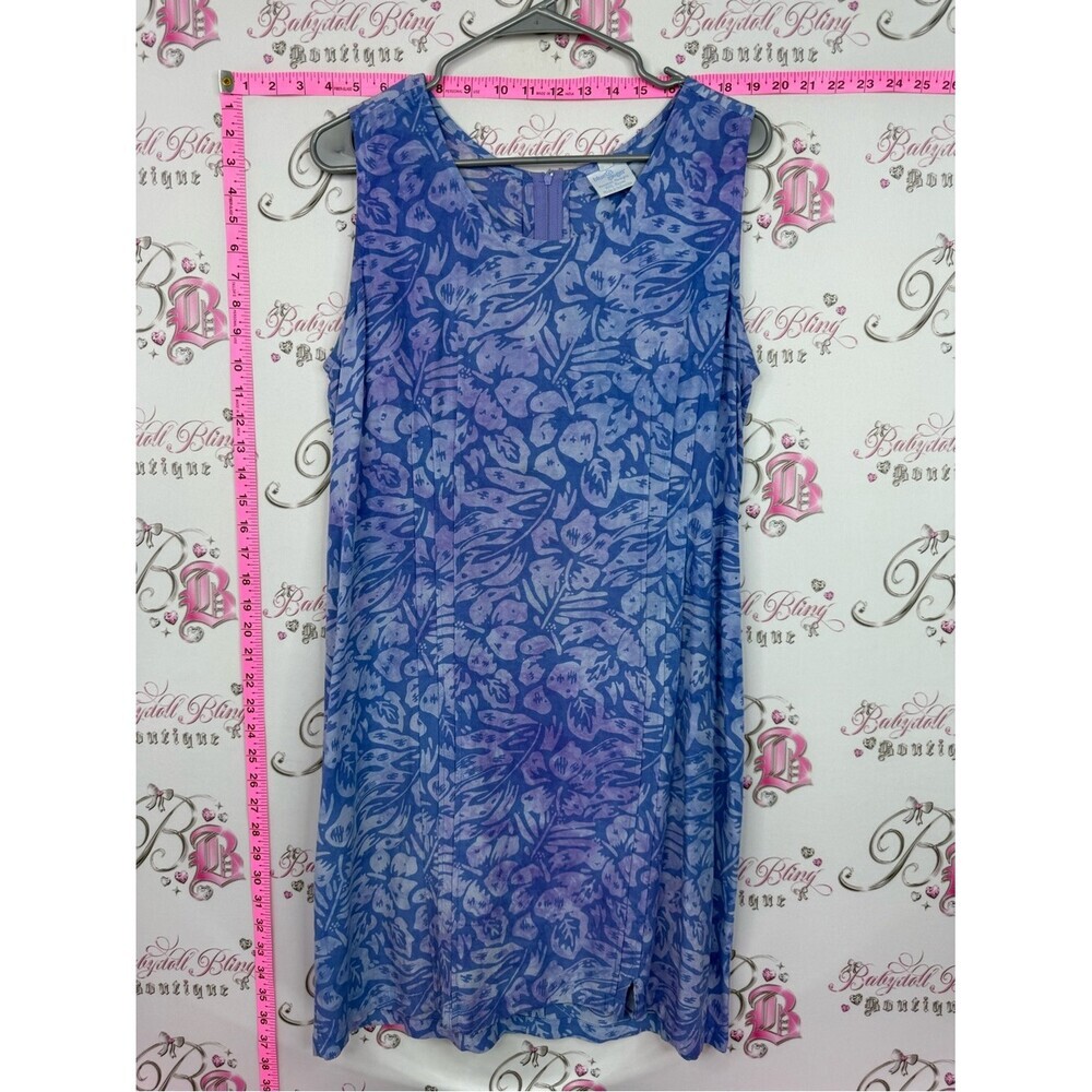 Blue ginger dress Hawaii Hawaiian Blue and Purple Floral Sleeveless Shift Dress